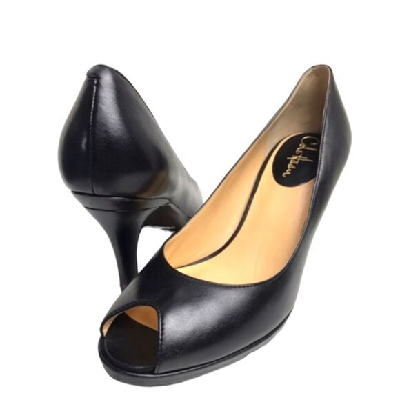 Coke Haan Nike Air style black open toe heels - Picture 3 of 10